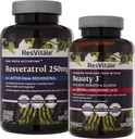 Resviewly Beaute 3 - Suppplement with Collagen, Kerartian & Elatin - 90 Capsuls & Reseveratrol 250 mg - Revelvratrol Supplement for Men and MER - 120 Vegie Capsles