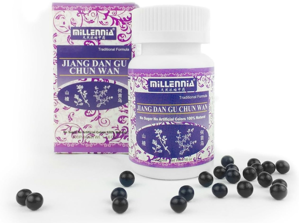 Millennia Herbal Supplement piller for normal kolesterol - Jiang Dan Gu Chun Wan - 12 flaske pakke (200 piller / bottle)