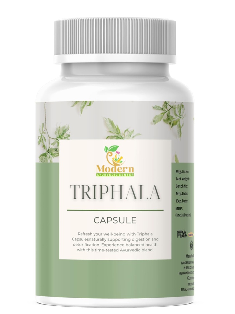 Triphala Capsules 120 for Digestive Support, Immune Boost & Antioxidant Benefits 100% Herbal Blend of Amla, Haritaki & Bibhitaki Promotes Gut Health (120 Capsule)