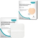 Hidrokoloīda brūce Dressing, 10 Pack Ultra Tievums 4" x 4" + Ag Silver Sacrum Putu Brūces Dressing Bandages Silicone Adhesive Border 7" x7"