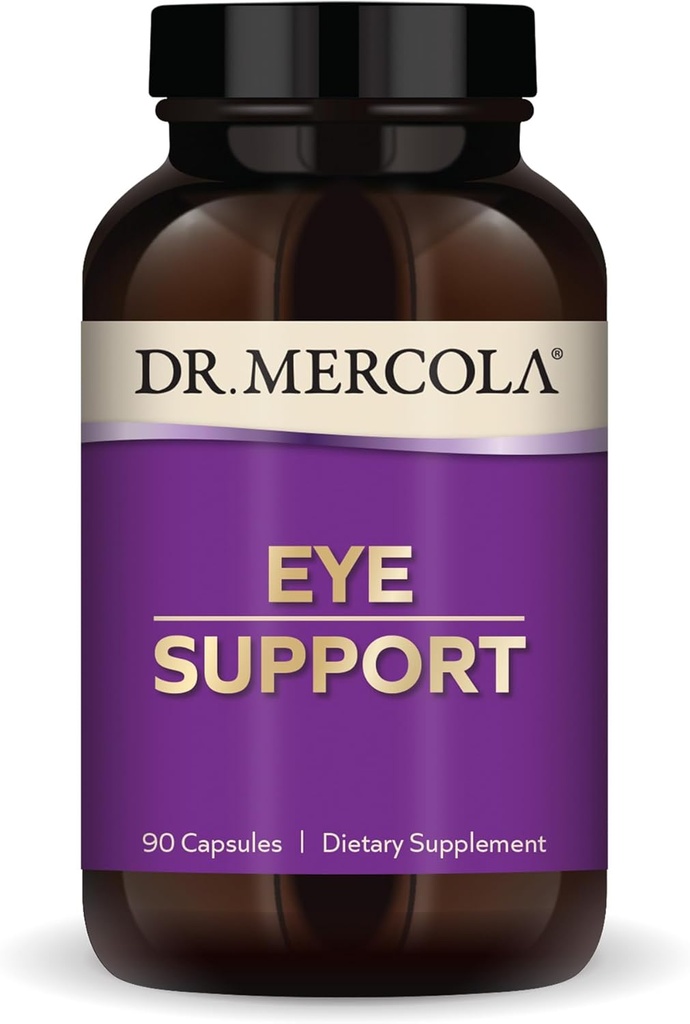 Dukungan Dr. Mercola Eye - Support Eye & Vision Health - with Lutein, Dalxanthin, Organic Astaxanthin & Black Currant - Non-GMO, Gluten- Free & Soy Free - 90 Kapsul (90 Servings)