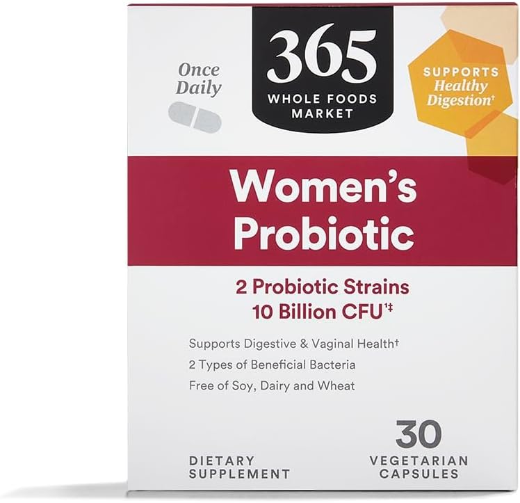365 by Whole Foods Market, Women 's Once Daily Probiotic (Vegetarian and Free of Soy, Dairy, and Wheat), 10 Billion CFU, 30 Count
