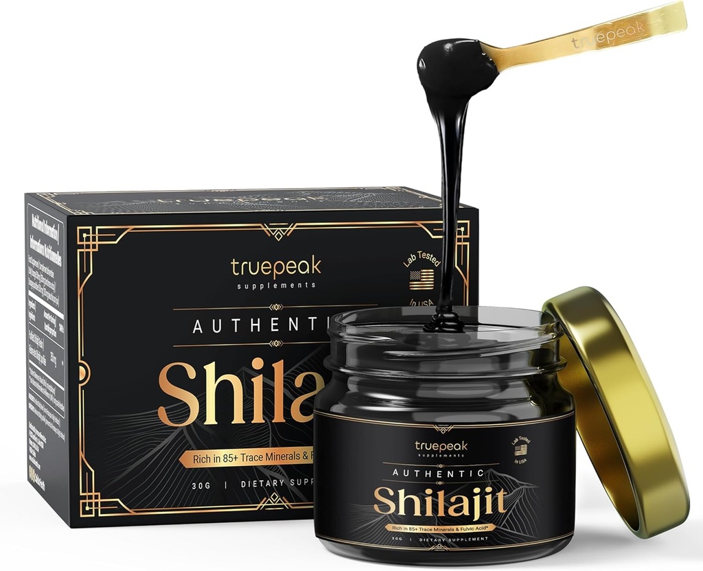 Himalayan Shilajit Resin - Trung học Vàng, Hoa Kỳ-Lib Verified &Tested, 500 mg Tối đa Potency, 85 Theo dõi Minerals với Fulvic & Humic acid, năng lượng & Immune, 30g
