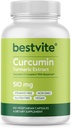 BESTVITE Curcumin 510mg (Turmeric) (120 вегетарианских капсул) с комплексом куркумина C3 и биоперином - стандартизированный до 95% куркуминоиды - нет стеаратов - веган - не ГМО - без глютена