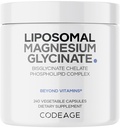 Codeage Liposomal Magnesium Glycinate Supplement, 2-Month Supply, Bisglycinate Magnesium Chelate, Chelated Magnesium Mineral Pills, BioPerine Black Pepper Vitamins Capsules, Non-GMO Vegan, 240 ct