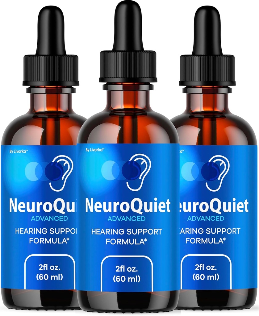 (3 пакета) NeuroQuiet Drops - Официальная поддержка ежедневного слуха NeuroQuiet All Natural Clean Liquid Advanced Formula for Ear Health, Auditory Clarity & Inner Ear Balance Reviews, 3 бутылки на 3 месяца