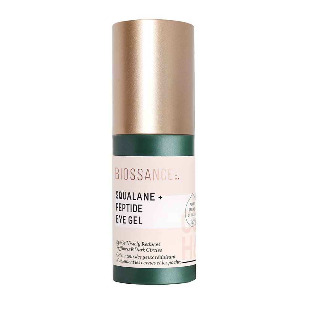 Biossance Squalane + Peptide Eye Gel - Ultra-Hydrate Under Eye Cream - Zmanjšuje Puffiness & temni krogi - Očesne gube Popravila Moisturizer- Anti Aging & Hydrating, Day & Night Cream - 0,5oz