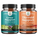 Bundle of Liver Cleanse Detox & Repair - Milk Thistle for Digestion & Immune Health - Ginger Root Choline Dandelion Root and Herbal Thyroid Support Complex - Potent Kelp Iodine for Hormone Balance