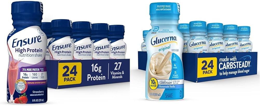 Asegurar una alta proteína Nutrición Shake 24 Pack &amp; Glucerna Diabético Afeitar Nutrición Manejo de Azúcar 24 Cuenta