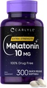 Carlyle Melonatin 10mg 124; 300 Softgels 124; Dukungan Kekuatan Ekstra untuk Dewasa 124; Non-GMO, Gluten Free Suplemen