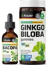BIO KRAUTER Bacopa Tincture 2 Fl. Oz. & Ginkgo Biloba 90 Gummies