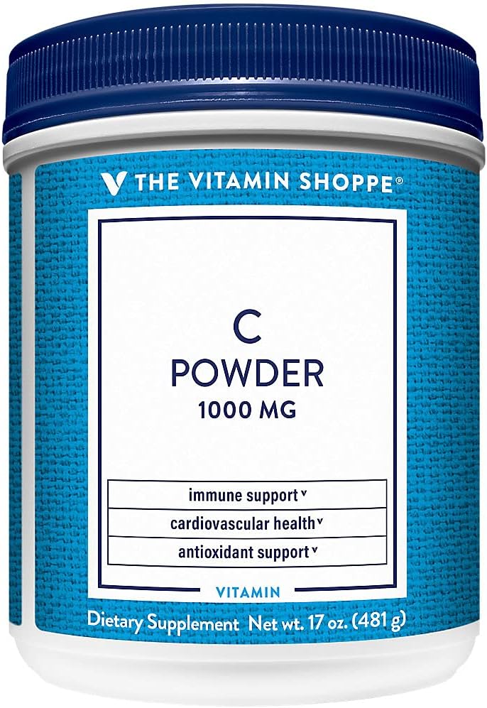 Vitamina Shoppe Vitamina C em pó 1.000MG, antioxidante que suporta a saúde imune e cardiovascular (17 onças em pó)