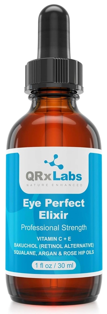 Eye Perfect Elixir - Bakuchiol (Retinol Alternative), Pure Argan ve Rosehip Oils, Squalane, C & E - En İyi Anti-Aging Tedavisi Serum for Bag, Puffiness, Wrinkles, Crow Feets,