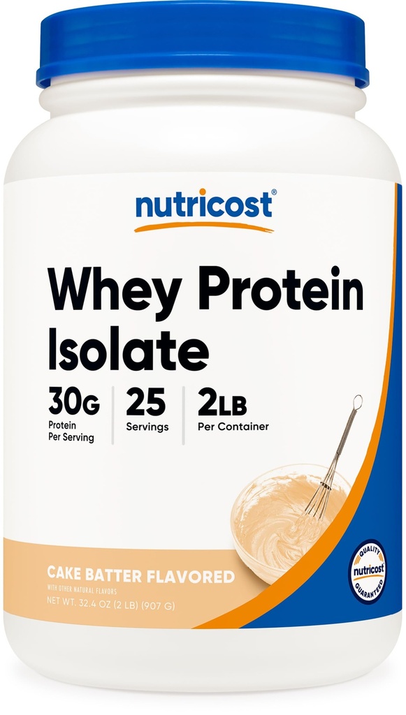 Nutricost Whey Protein Isolate Powder (Cake Batter, 2LBS)