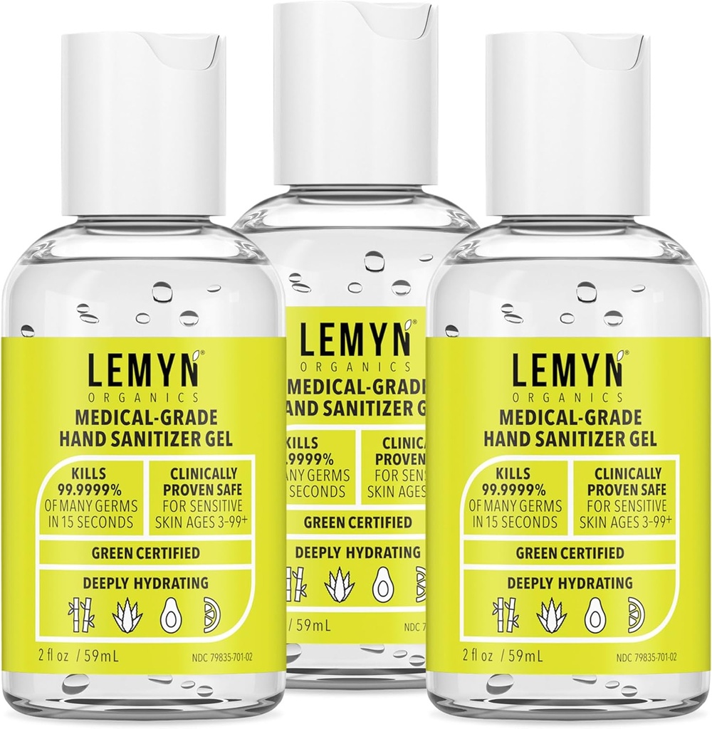 Медицински степен ръка Санитицер гел - 97% ORGANIC - 2 FL.OZ. ОПАКОВКА ОТ 3