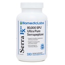 Serra-RX 80,000 SU Serrapeptase - Acid-Resstant Proteolytic Systemic Enzyme, Non-GMO, Gluten Free, Vegan, Supports Sinus & Lung Health, 180 Veg Capsules