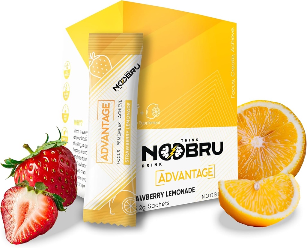 Noobru voodingy Nootropic - Delicious Nootropics Brain Suppplement with 11 Active Cognitive Enhancer - 20 Strawberry Leemonstets - Persediaan 1 Bulan, 20 Count (Paket 1)
