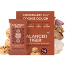 Balanced Tiger Vegan Protein Bars | Plant Based Protein Bars w/Functional Mushrooms - Lions Mane, Shitake, Reishi & Maitake | Chocolate Chip Cookie Dough Flavor, 12 Pack