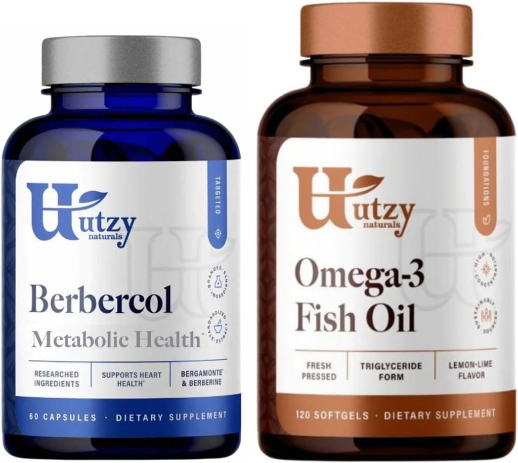 Utzy Naturals Lipidtámogatási Bundle 124; Berbecol 500 mg & Omega 3 Halolaj