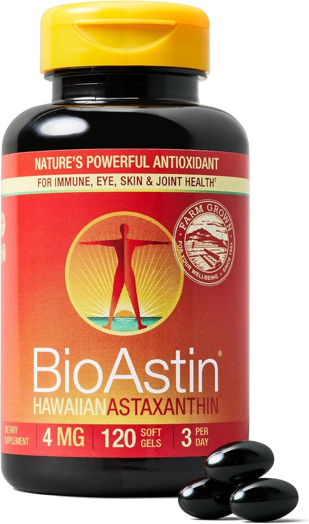 Nutrex Hawaii BioAstin Hawaii Astabanthin - 4mg, 120 Softgels - Kẻ hỗ trợ chống oxy hóa nông nghiệp để hỗ trợ Con mắt, Da, Inst & Imune System - Non-GO & Gluten- Free