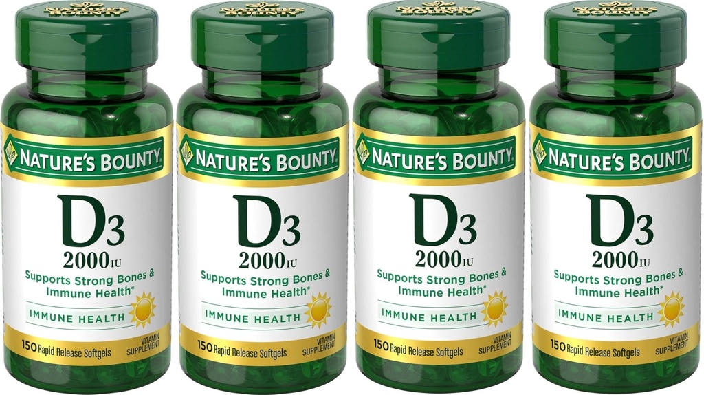 Nature's Bounty Vitamin D3 2000 IU Softgels 150 ea (Pack of 4)