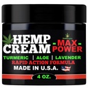 Hemp Cream-Natural Premium calidade Hemp Oil-Instant Results-Premium Turemric-Made in USA-Lavender, Aloe, Dry Skin-4 Ounce