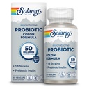 SOLARAY Mycrobiome Probiotic Colon Formula, Vegan, Digestive Function, Colon Health, and Immune System Support, 50 Billion CFU, 18 Strains, Prebiotic Inulin, 60-Day Guarantee, 30 Servings, 30 VegCaps