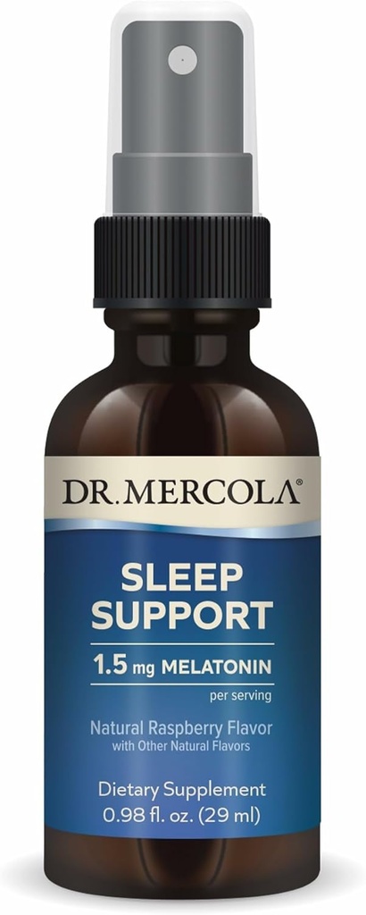 Dr. Mercola Sleep Support mit Melatonin Spray - Unterstützt Restful Sleep - Non-GMO, Gluten-Free & Soy-Free - Natural Raspberry Flavor - 0.98 fl oz (35 Servierungen)