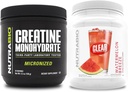 NutraBio Creatiini Monohydraatti, Mauton, (150 g) ja Clear Whey Protein Isolate, (Watermelon Breeze) täydennysosa Bundle ... Lihasenergia, suurin kasvu, elpyminen ja vahvuus
