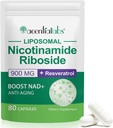 NAD Nicotinamide Riboside Resveratrol 900mg, NAD osagarria Cellular Health, Anti-Aging, Energy, Focus - 80 kapsulak