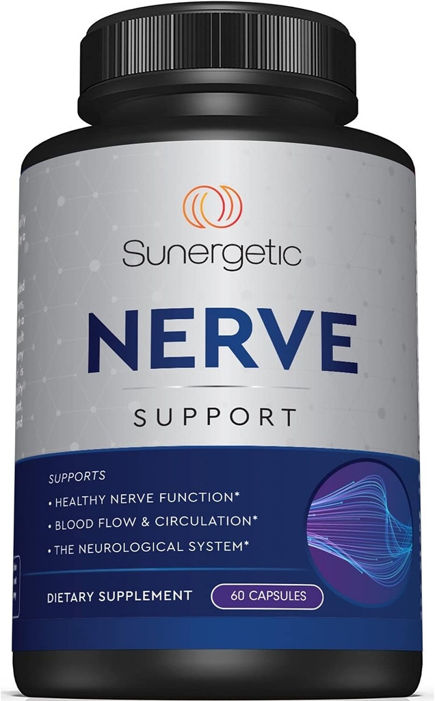 Suplemen Dukungan Premium Nerve - dengan Alpha Lipoic Acid (ALA) 600 mg, Acetyl- LL-Carnitine (ALC) & Benfotiamine - Nerve Dukung Formula Sirkulasi Heally, Feet, Hands & Toes - 60 Capsules