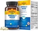 Country Life אומגה 3 Mood - 2000 מ"ג שמן עם EPA & DHA - Brain, Heart & Mood Support - Lemon Flavored, No Fishy Aftertaste - מוסמך Gluten Free, non-GMO - Softgels 90 Softgels