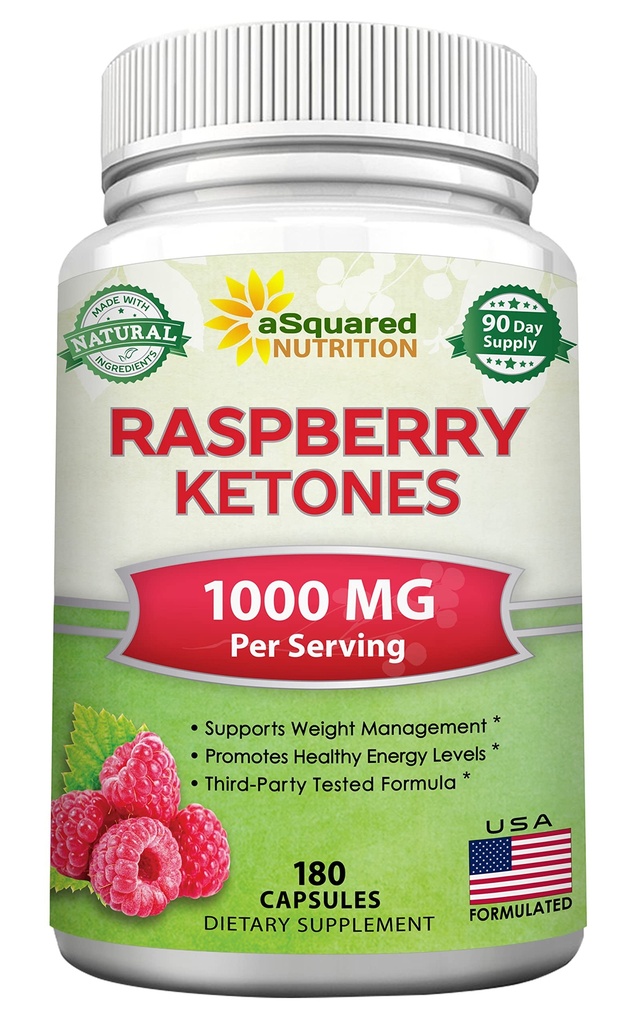 aSquared Nutrition Natural Raspberry Ketones 1000mg-180 Capsules-Weight Loss Supplement, Max Strength Plus Appetite Suppressant Diet Pills, Premium Lean Health Powder to Boost Pure Energy & Metabolism