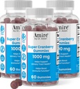 Amire av Dr. Awan Super Cranberry Gummies, hjelper støtte urinbåndstrakt helse, bidrar til å øke immunfunksjonen, gelatinfri tranebær Chews for menn og kvinner, 180ct, 90-dagers forsyning