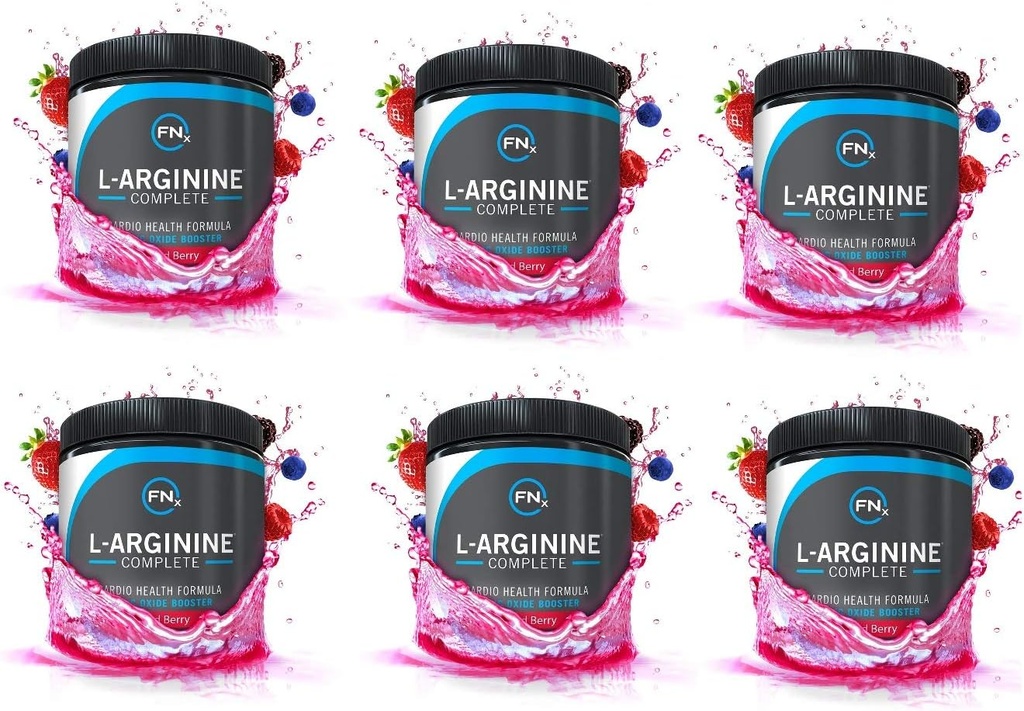 L-Arginine Complete - Cardio Health | 5000mg L Arginine | Nitric Oxide Booster | Natural Supplement | Mixed Berry - 6 Pack