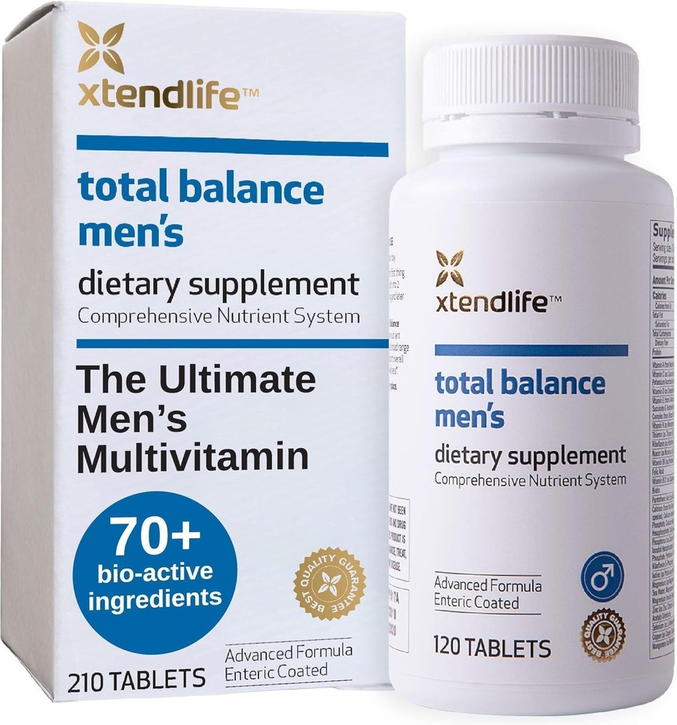 Xtendlife Total Balance Mannen Multivitamine voor Immuun, Hart, Digestieve en Cellulaire Gezondheid - Dagelijkse ondersteuning - 70+ Nutriënten en Mineralen - 30 dagen levering