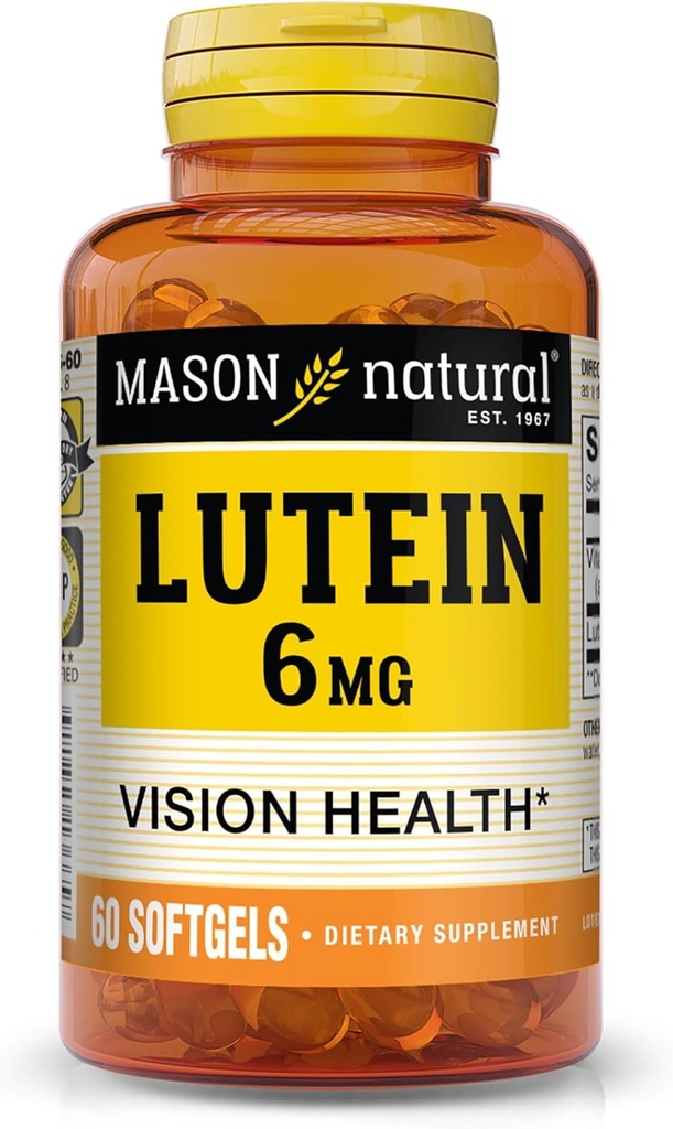 Mason Natural Lutein 6 mg met vitamine E, 2 maanden supply, gezond zicht en oogfunctie, ondersteunt normale ooggezondheid