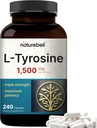 L Tyrosine Supplement, 1,500mg per portion, 240 kapslar | Viktiga aminosyror - Hjärnhälsa stöd för minne, kognitiv hälsa och mental varning - icke-GMO