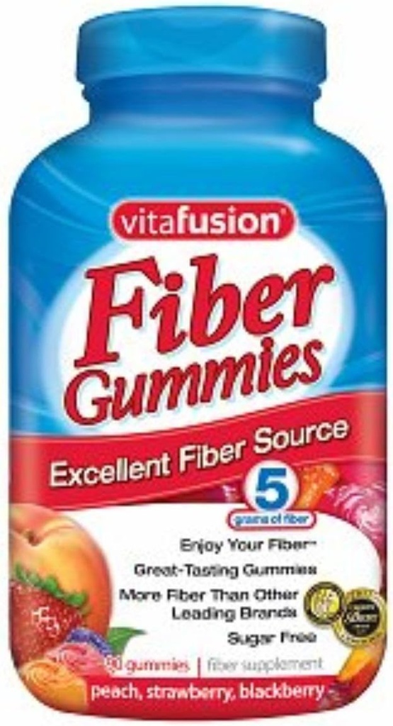 Vitafusion Fiber Gummies Fiber Addition Pesca, Ягодови и Blackberry Flavors 90 Each (Pack of 2)