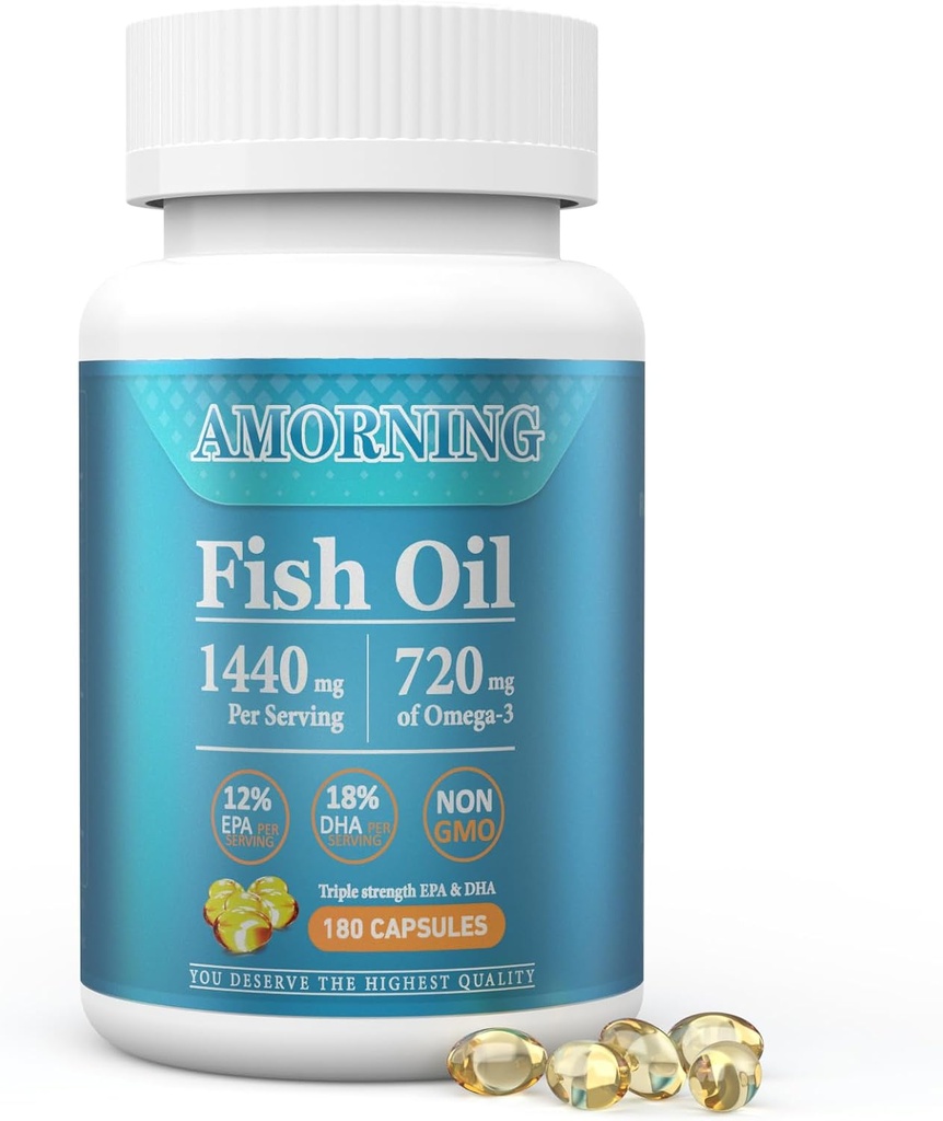 Fish-Oil Omega3-Fatty Acids-Supplement Small-Softgels - 180Count 1440mg terveen sydämen aivojen tuki Korkea EPA DHA Helppo niellä