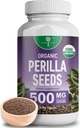 Organisk Perilla Seed Extract med 9% Rosmarinsyre - USDA Certified - Allergi Relief, åndedrett og immunitet Booster- Th2 Cytokiner, naturlig Occever Luteolin - 500mg 90 kapsler