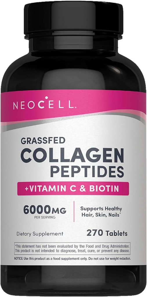 NeoCell Super Collagen Con Vitamina C e Biotina, Integratore Pelle, Capelli e Unghie, Include antiossidanti, Tablet, 270 Conte, 1 Bottiglia