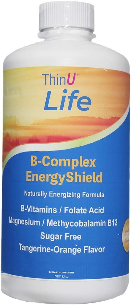 EnergyShield Liquid B- Vitamin Complex, 32 oz, Alle B Vitaminer du har brug for, Anti- stress, Immunitet, immunsystemet support, energi, folat, Niacin, blodtilskud