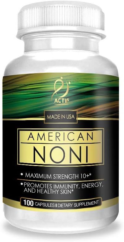 Actif Organic Noni מקסימום כוח - 100% הוואי טבעית Noni, non-GMO, Made in USA, 100 Count