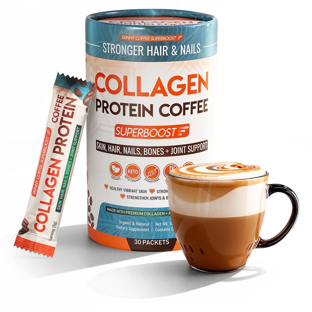 Collagen Protein Coffee Powder for Weight Loss – Supports Digestion, Bloating, Energy & Focus, Fat Burning, Joint, Skin, Hair & Nails – High-Protein for Women & Men (30 Servings)