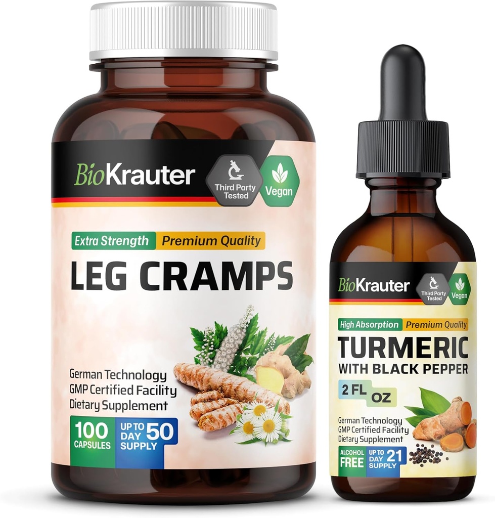 Crampes de jambe 100 Capsules & Teinture Turmère 2 Fl. Oz.