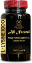 L-LYSINE 1000 mg Free Form Amino Acid Essential - Pure L-Lysine Supplement for Eye Lip Collagen Synthesis and Immune Support Nitrogen Balance Muscle Recovery - 1 Bottle 100 Counts