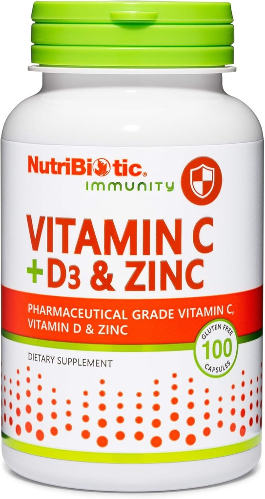 Nutritional Biotic - Vitamin C + Vitamin D3 & Zink, 100 Kapsle 124; Potenciální, Komplexní imunitní podpora CY124; Essential & Antioxidant Denní dodatek CY124; Gluten & GMO zdarma