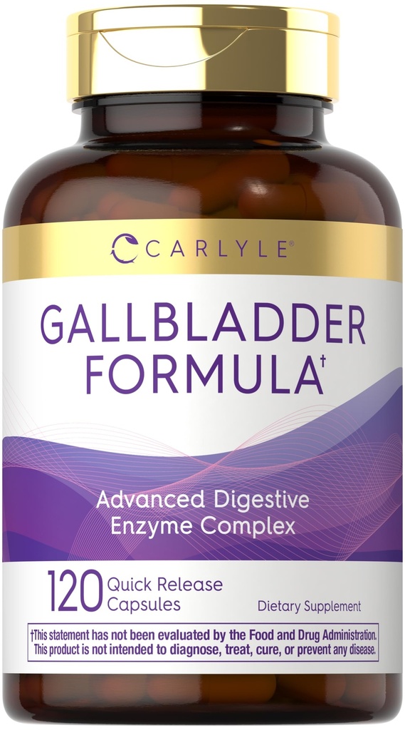 Carlyle Gallbladder Formula Supplement | 120 Capsules | with Extra Strength Ox Bile | Complete Digestive Enzyme Complex | Non-GMO & Gluten Free