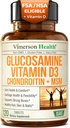 Glucosamina Condroitina con Vitamina D3 2000IU – FSA Integratori Comuni Idonei per Uomini e Donne – Salute Congiunta, Pelle Capelli, Salute e Comfort con MSM, Vit D, Bromelain & Boswellia – 120 Tab